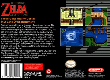 Legend of Zelda, The - A Link to the Past (USA) box cover back